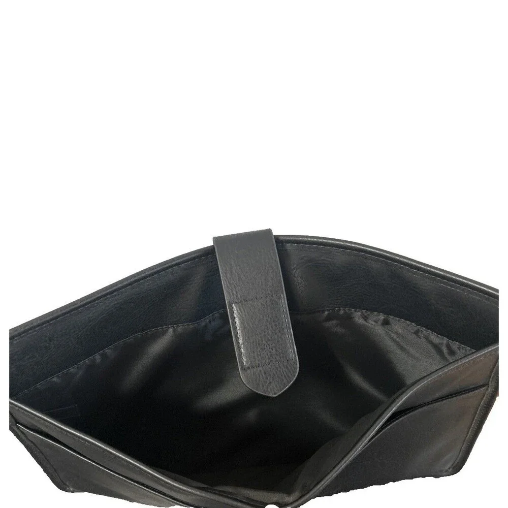 BEIS Black Vegan Leather Laptop Sleeve Padded Slim Case w/Pockets Travel Work